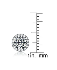 Cubic Zirconia Sterling Silver Round Stud Earrings