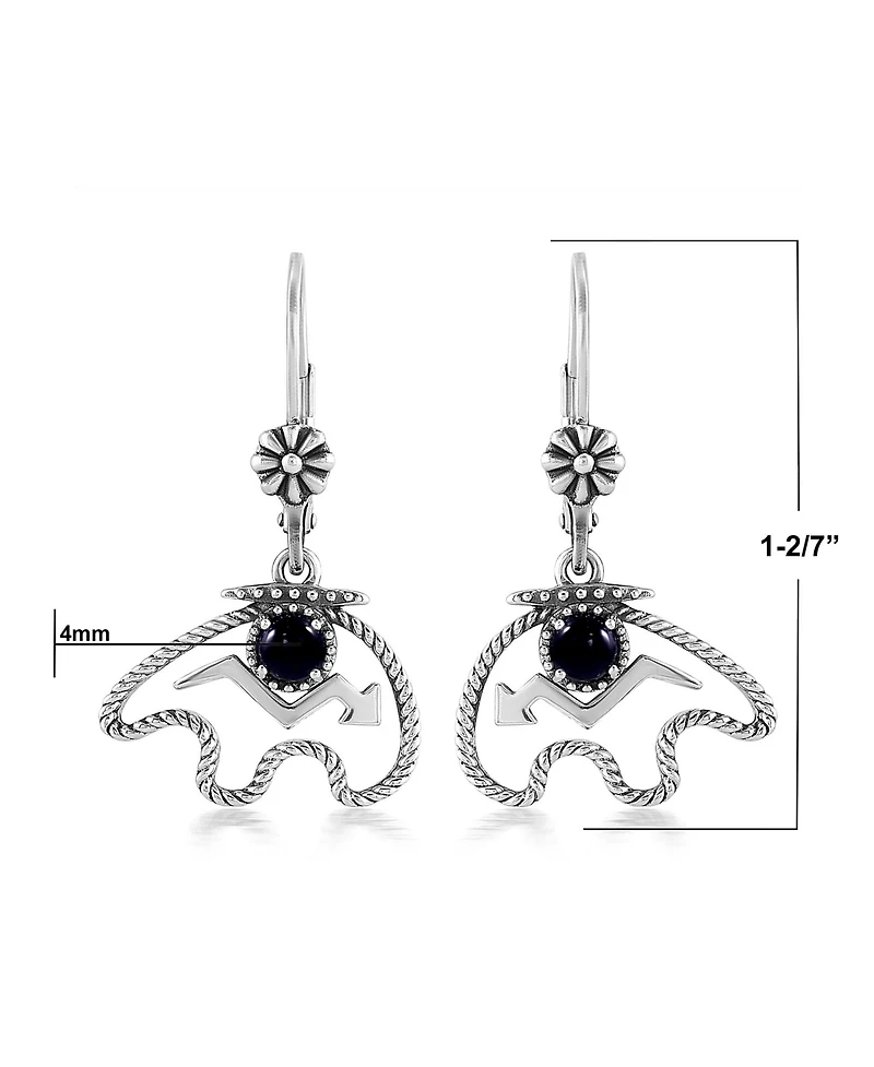 American West Jewelry Sterling Silver Black Agate Bear Lever Back Earrings