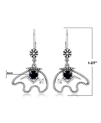 American West Jewelry Sterling Silver Black Agate Bear Lever Back Earrings