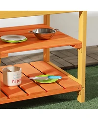 Cesicia Mud Kitchen Outdoor Kitchen Playset for Kids Wooden with Realistic Play Kitchen Toys, Faucet and Sink, Storage Shelves