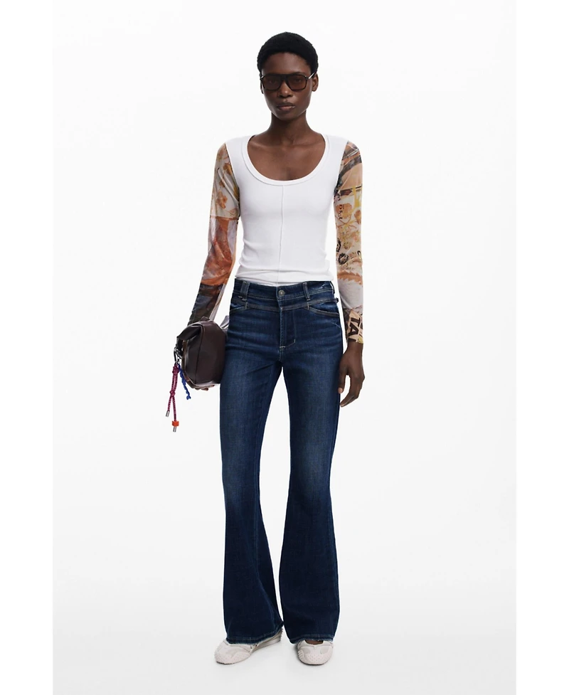 Desigual Women's Chiffon sleeve T-shirt