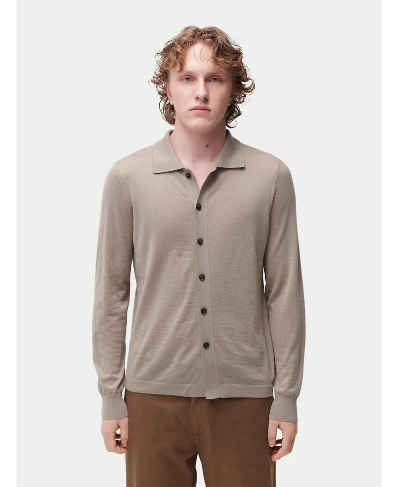 Gobi Cashmere Men's Cashmere Silk Polo-Neck Cardigan