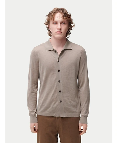 Gobi Cashmere Men's Silk Polo-Neck Cardigan