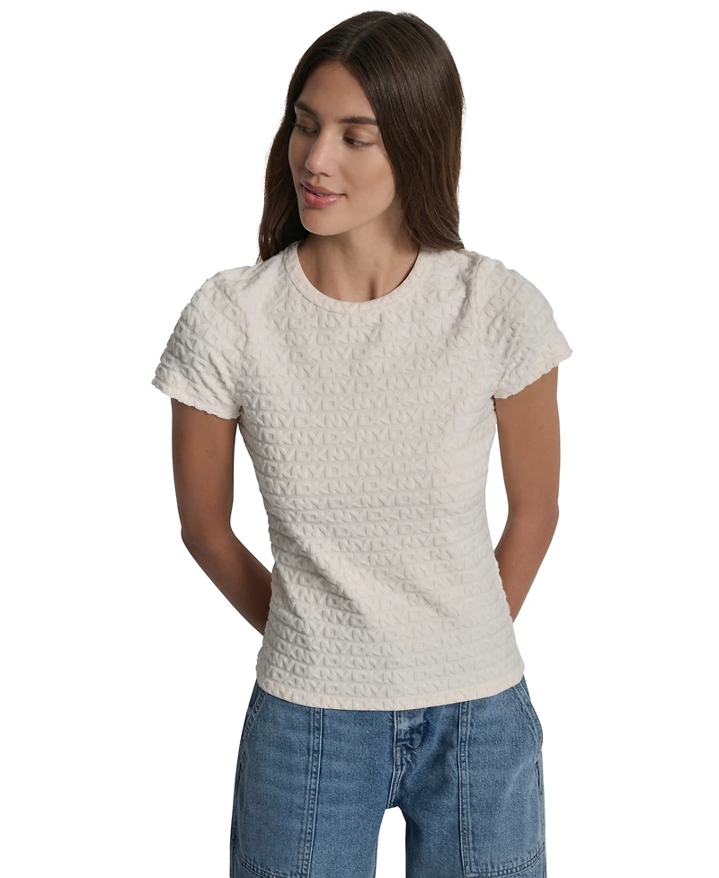 Dkny Jeans Women's Jacquard Logo Crewneck T-Shirt