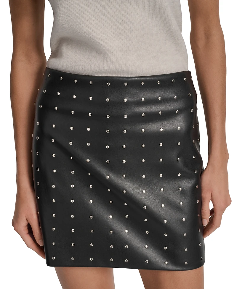 Dkny Jeans Women's Embellished Faux Leather Mini Skirt