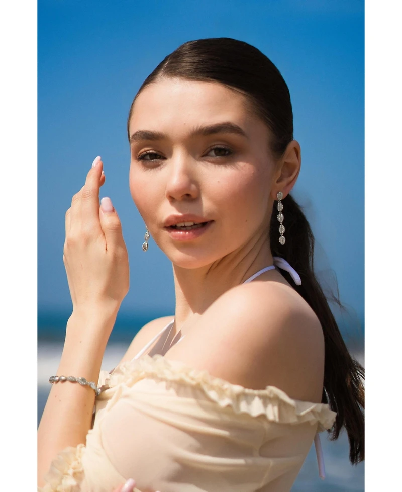 Classicharms Lucia Cascade Pave Shell Drop Earrings