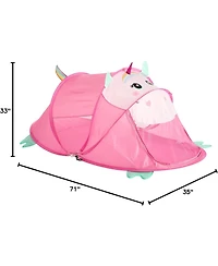 Cesicia Figural Unicorn Pop Up Portable Play Tent with Carry Case, 71" L x 35" w x 33" H, Pink