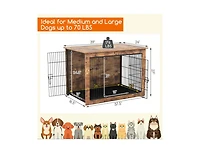 Akiudex Dog Crate Furniture with Cushion and Double Doors for Small/Medium Dogs
