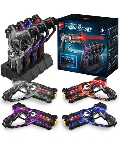 Best Choice Products Set of 4 Rechargeable Laser Tag Blasters, No Vests Needed w/ Docking Station, Settings