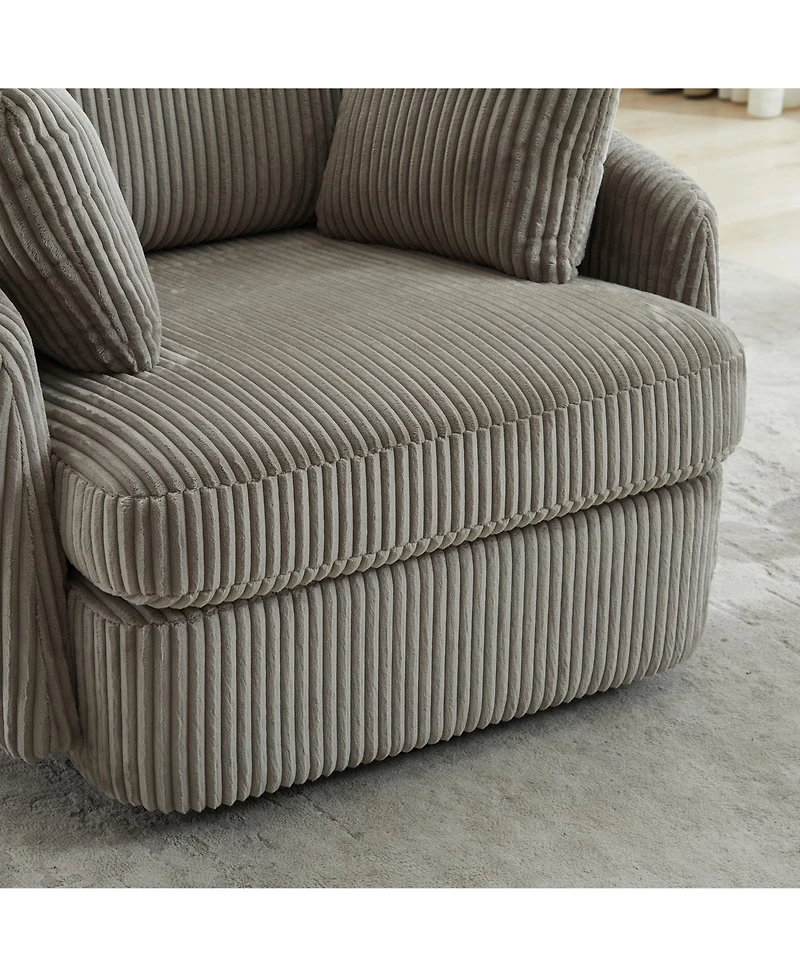 Streamdale Corduroy Swivel Accent Chair with Pillows
