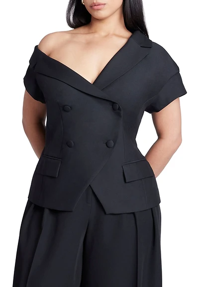 Eloquii Women's Plus Asym Neckline Short Sleeve Blazer