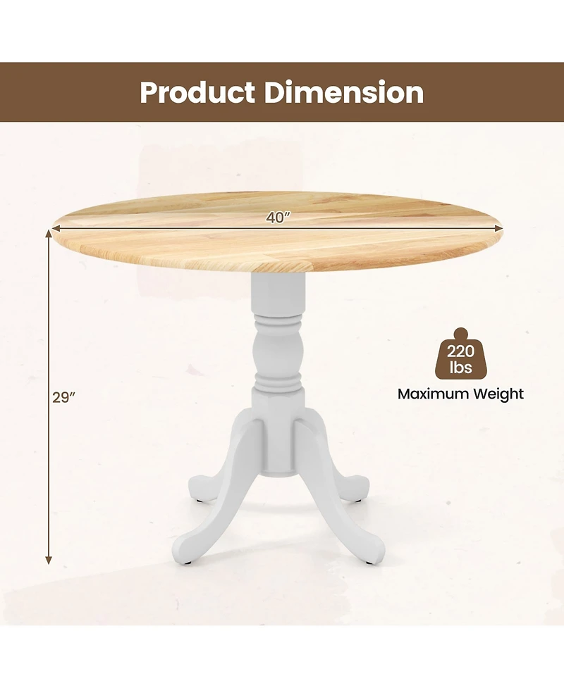 Round Wooden Dining Table with Curved Trestle Legs for Kitchen or Room