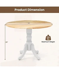 Round Wooden Dining Table with Curved Trestle Legs for Kitchen or Room