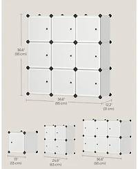 Songmics Home Modular Cube Storage Organizer, Set of 9 Plastic Cubes with Doors, Diy Closet Shelving Unit, Customizable Bookcase and Cabinet, Black an
