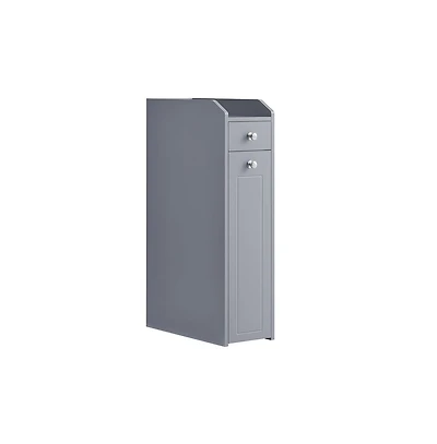 Songmics Home Compact 4-Tier Bathroom 15.7" x 7" x 27.5" Cabinet with Toilet Paper Holder, Slide-Out Drawer, Dove Gray