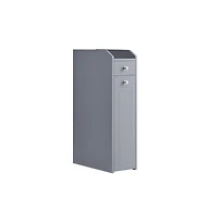 Songmics Home Compact 4-Tier Bathroom 15.7" x 7" x 27.5" Cabinet with Toilet Paper Holder, Slide-Out Drawer, Dove Gray