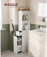 Songmics Home Sleek Freestanding Bathroom Cabinet with Storage Drawers & Adjustable Shelf, Perfect for Small Spaces, White