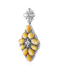 American West Jewelry Sterling Silver Yellow Mother of Pearl Diamond Shaped Cluster Pendant Enhancer