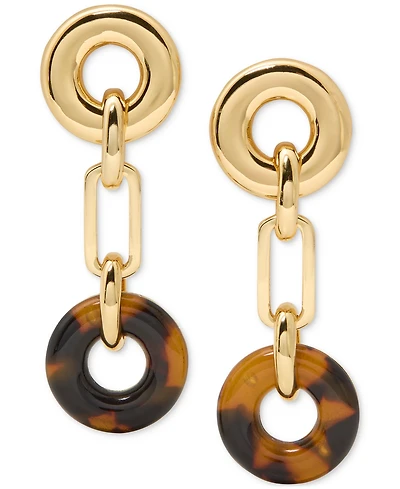 kate spade new york Gold-Tone Interlock Tortoise Linear Earrings