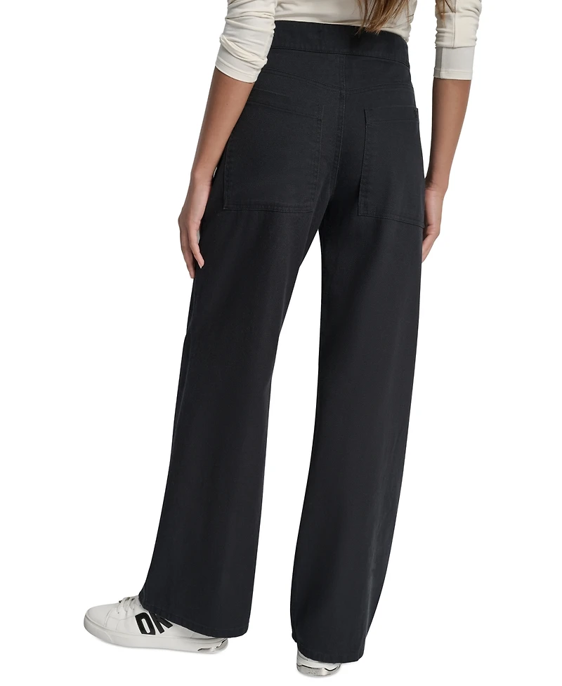 Dkny Jeans Women's Cotton High Rise Wide Leg Pants