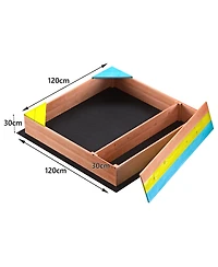 Cesicia Children's Wooden Sandbox, Sandpit ,Kids Wood Playset Outdoor Backyard ,47.25"L x47.25"W x 7.87"H