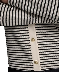Dkny Jeans Women's Striped Button-Front Cardigan
