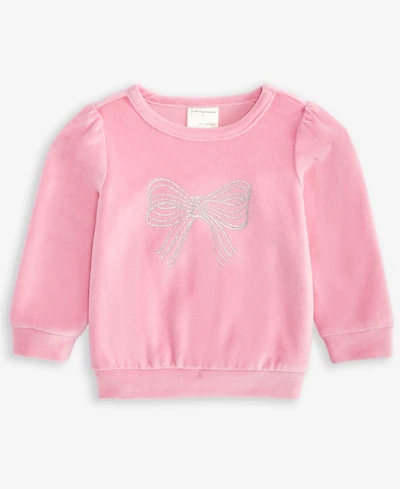 First Impressions Baby Girls Long-Sleeve Glitter-Bow Velour Top, Macy's Exclusive