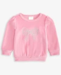First Impressions Baby Girls Long-Sleeve Glitter-Bow Velour Top, Macy's Exclusive