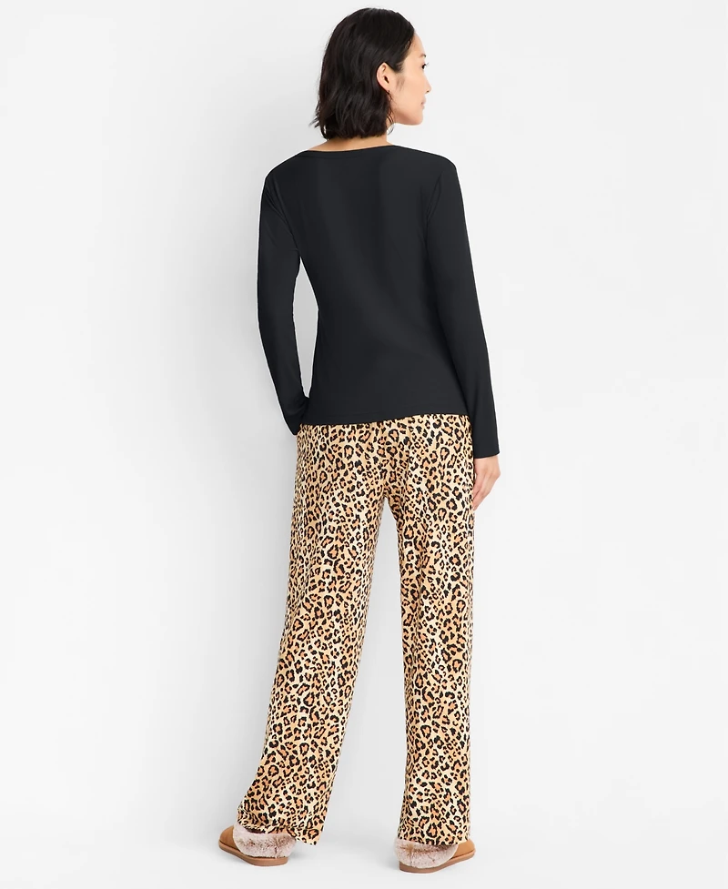 State of Day Women's Leopard Knit Pajama Pants, Macy's Exclusive