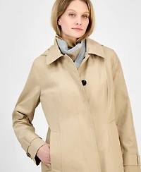 London Fog Women's Hooded Scarf Trench Coat