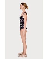 Jessie Zhao New York Midnight Garden Reversible One-Piece Swimsuit