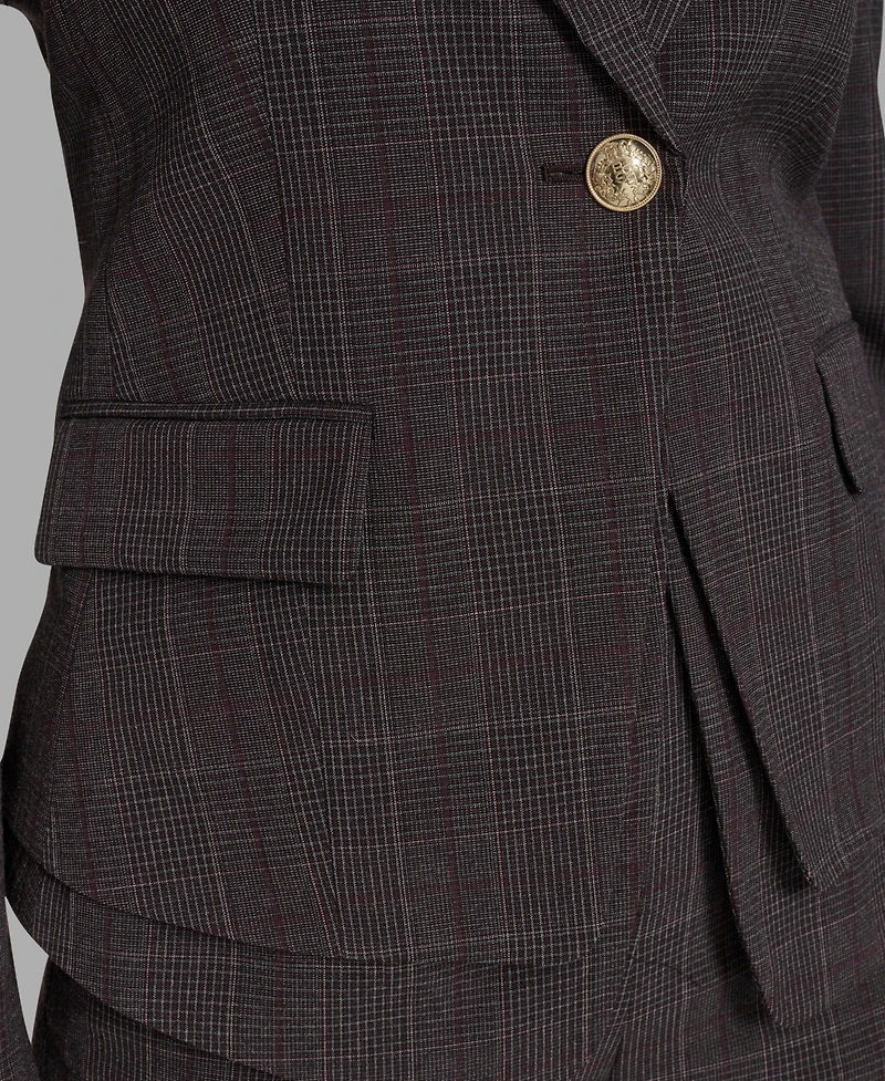 Bcbg Women's Plaid Double-Hem Blazer