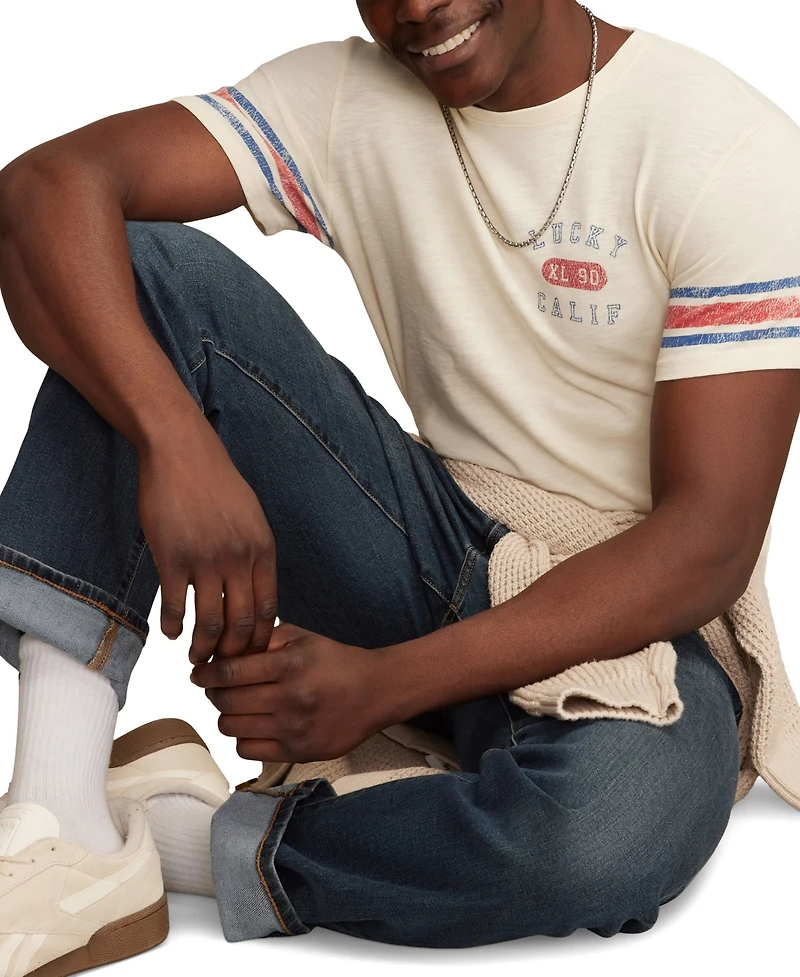 Lucky Brand Men's Athletic Short Sleeve Crewneck Logo Graphic T-Shirt