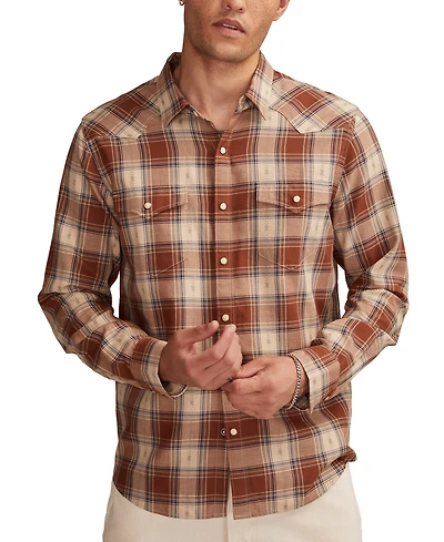 Lucky Brand Men's Dobby Western Long Sleeve Snap-Front Plaid Shirt