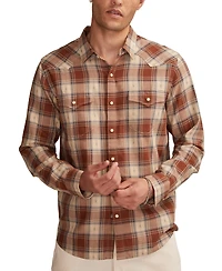 Lucky Brand Men's Dobby Western Long Sleeve Snap-Front Plaid Shirt