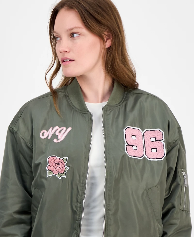 Hippie Rose Juniors' Oversized Bomber Jacket
