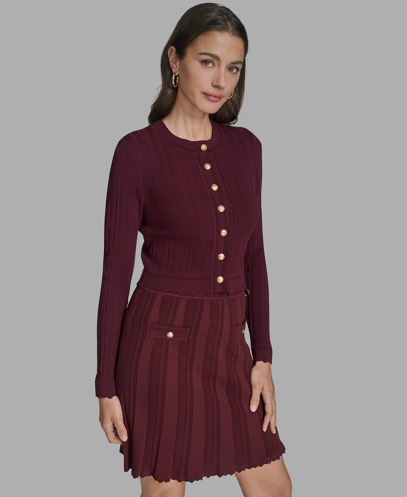 Bcbg Women's Textured-Knit Cropped Cardigan