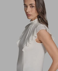 Bcbg Women's Mock Neck Knit Flutter-Sleeve Top