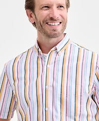 Club Room Men's Kara Stripe Short-Sleeve Button-Down Poplin Shirt, Macy's Exclusive