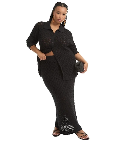June + Vie Women's Crochet Column Skirt