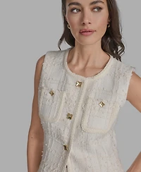 Bcbg Women's Textured Crewneck Button-Front Vest