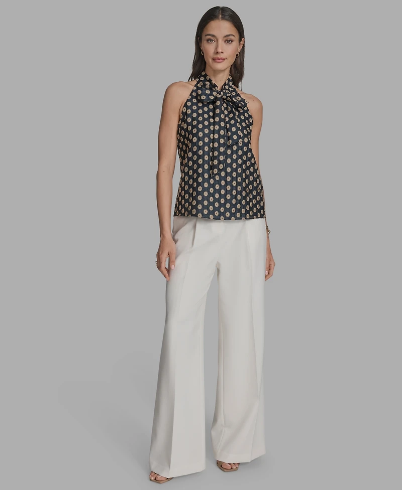 Bcbg Women's Printed Tie-Neck Sleeveless Blouse