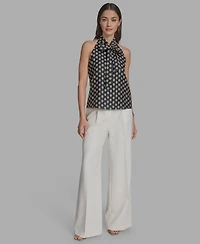 Bcbg Women's Printed Tie-Neck Sleeveless Blouse