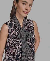 Bcbg Women's Printed Sleeveless Tie-Neck Blouse