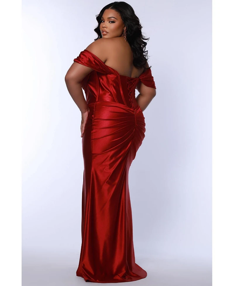 Sydney's Closet Women's Off the Shoulder Fitted Evening Gown