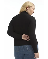 June + Vie Women's Plus Ribbed Mock Neck Top