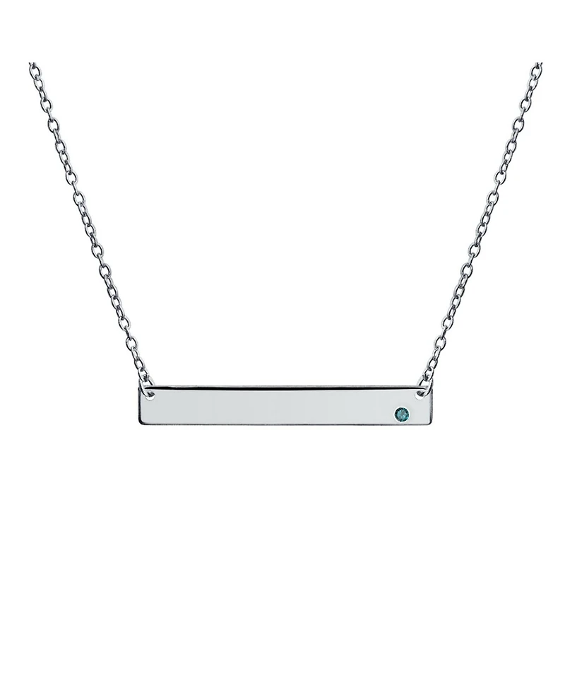 Bling Jewelry Sideway Name Plated Bar Pendant .925 Silver Crystal Colors