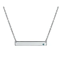 Bling Jewelry Sideway Name Plated Bar Pendant .925 Silver Crystal Colors