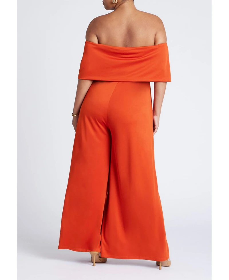 Eloquii Women's Plus Off Shoulder Jumpsuit