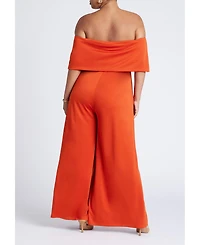 Eloquii Women's Plus Off Shoulder Jumpsuit